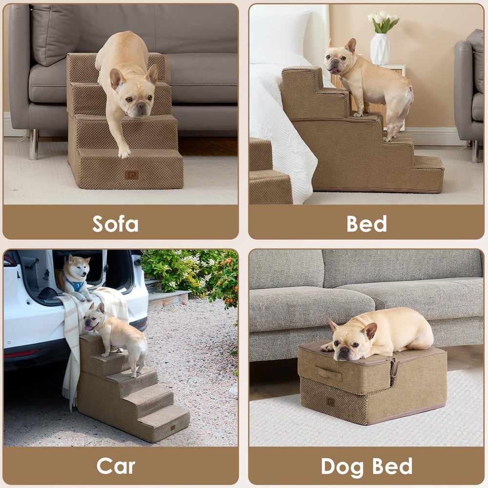 EHEYCIGA dog stairs on-sofa-setup shows practical, pet-friendly design for daily use.