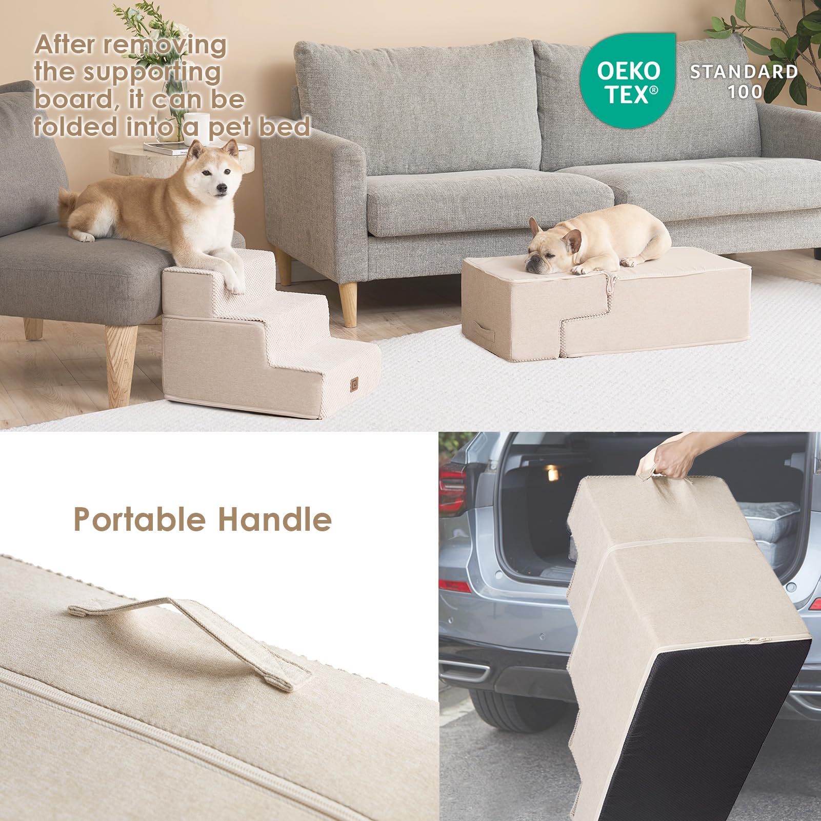 EHEYCIGA dog stairs removable cover washable for quick cleaning