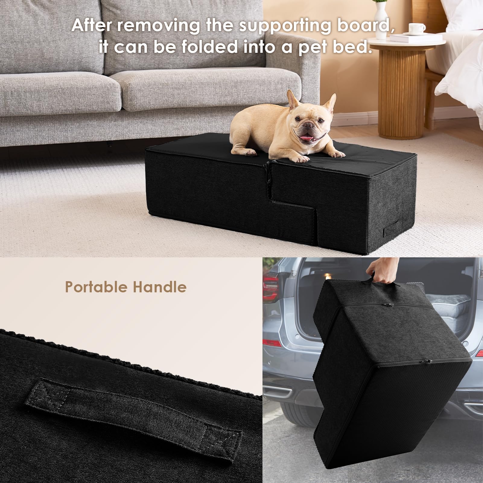 EHEYCIGA dog stairs removable cover is washable for quick cleaning