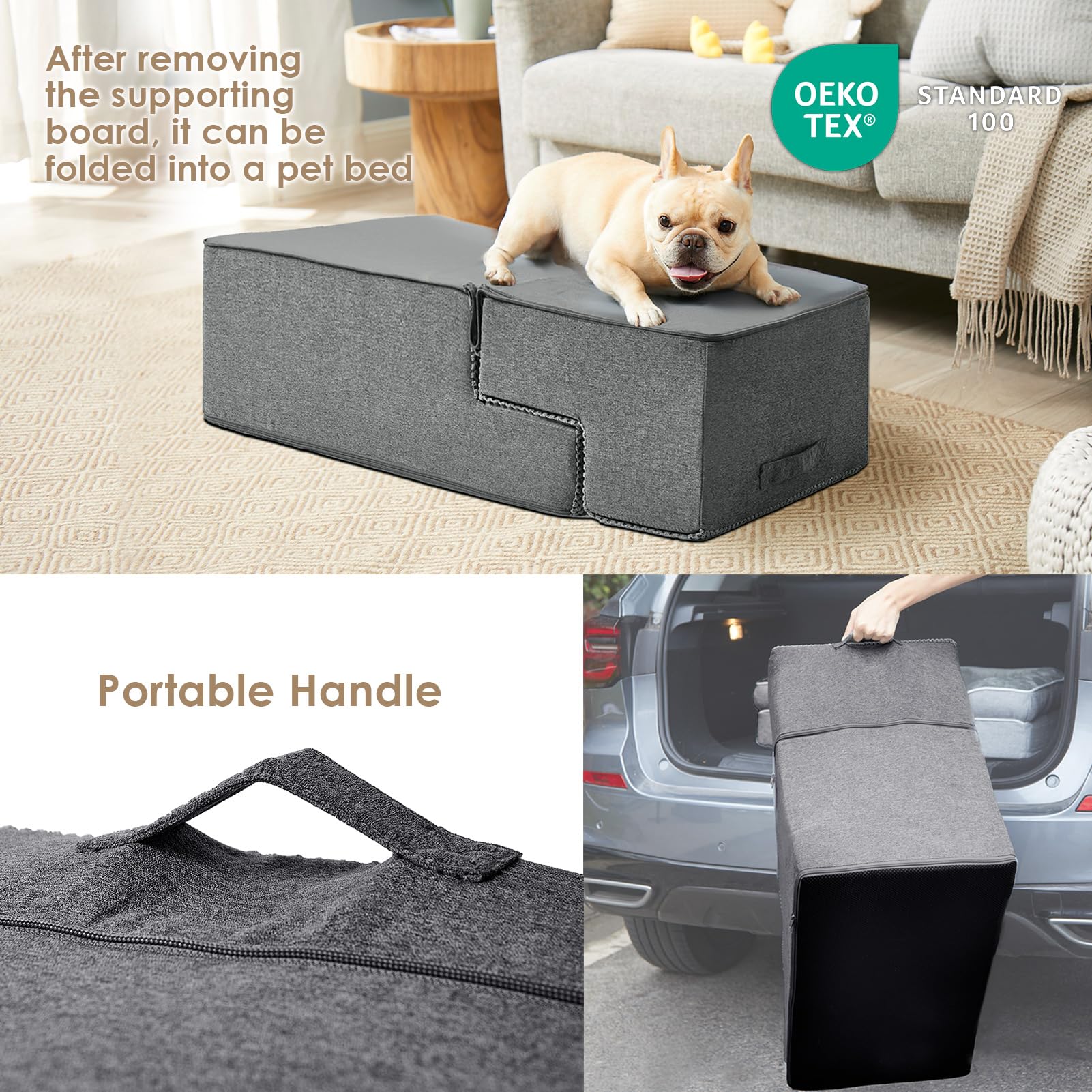 EHEYCIGA removable cover on dog stairs ready for machine washing