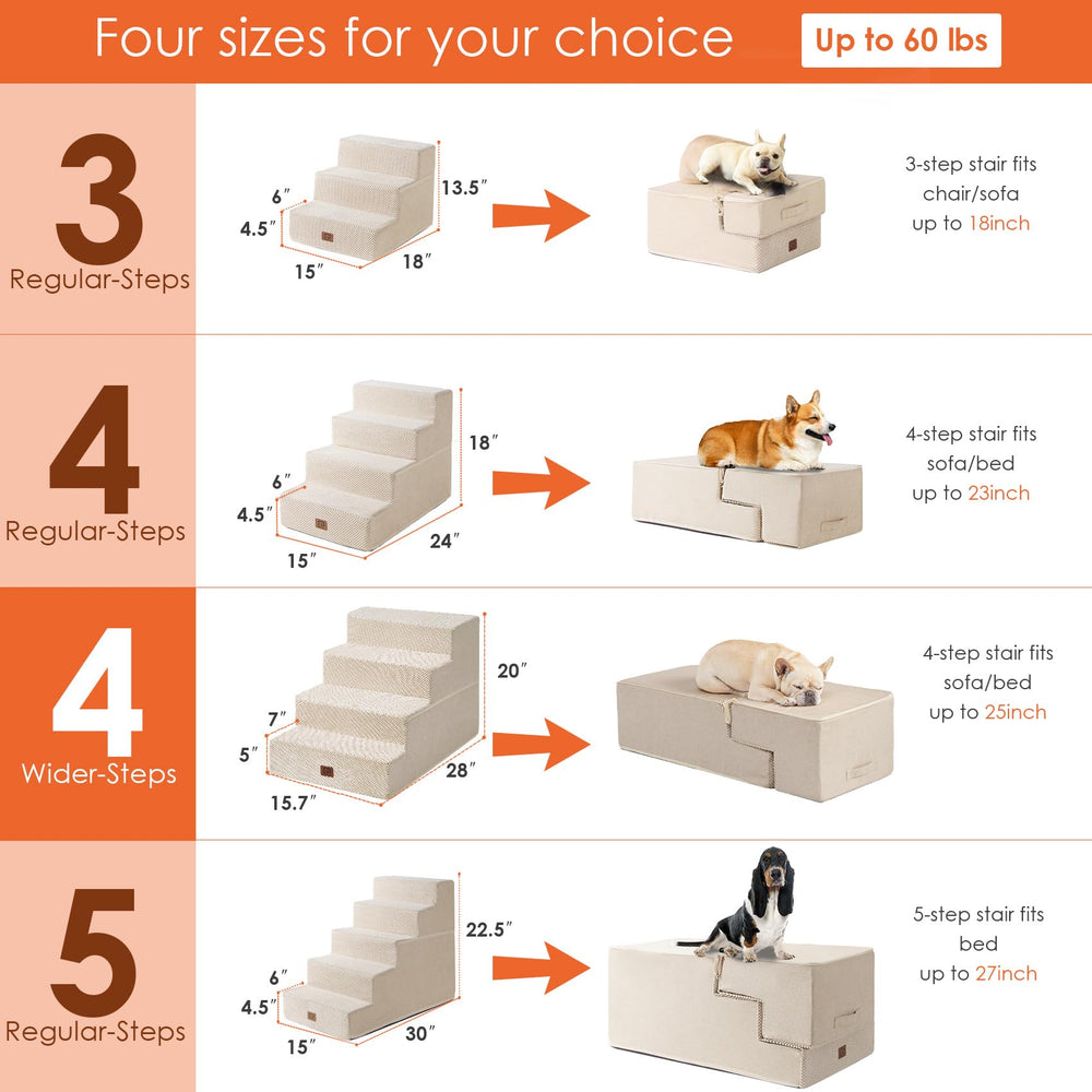 EHEYCYGIA dog stairs removable cover for easy washing and cleaning.