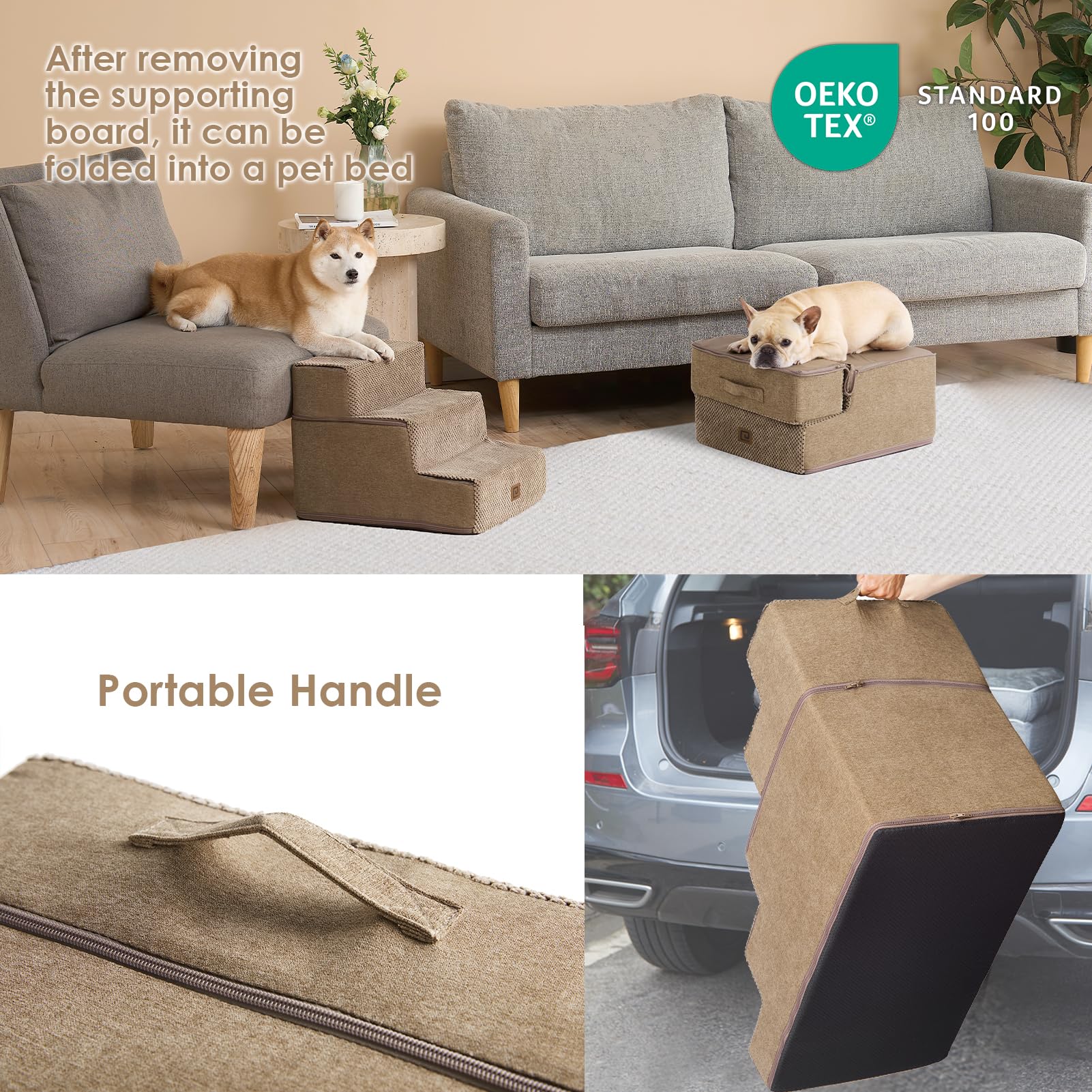 EHEYCIGA dog stairs removable-washable-cover makes cleaning quick and simple.