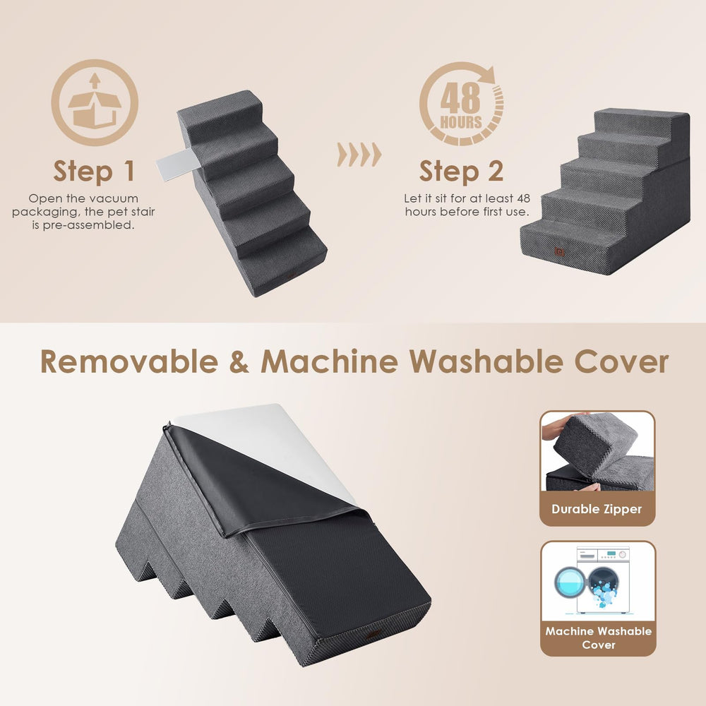 EHEYCIGA tall-stair design supports medium dogs on heavy furniture.