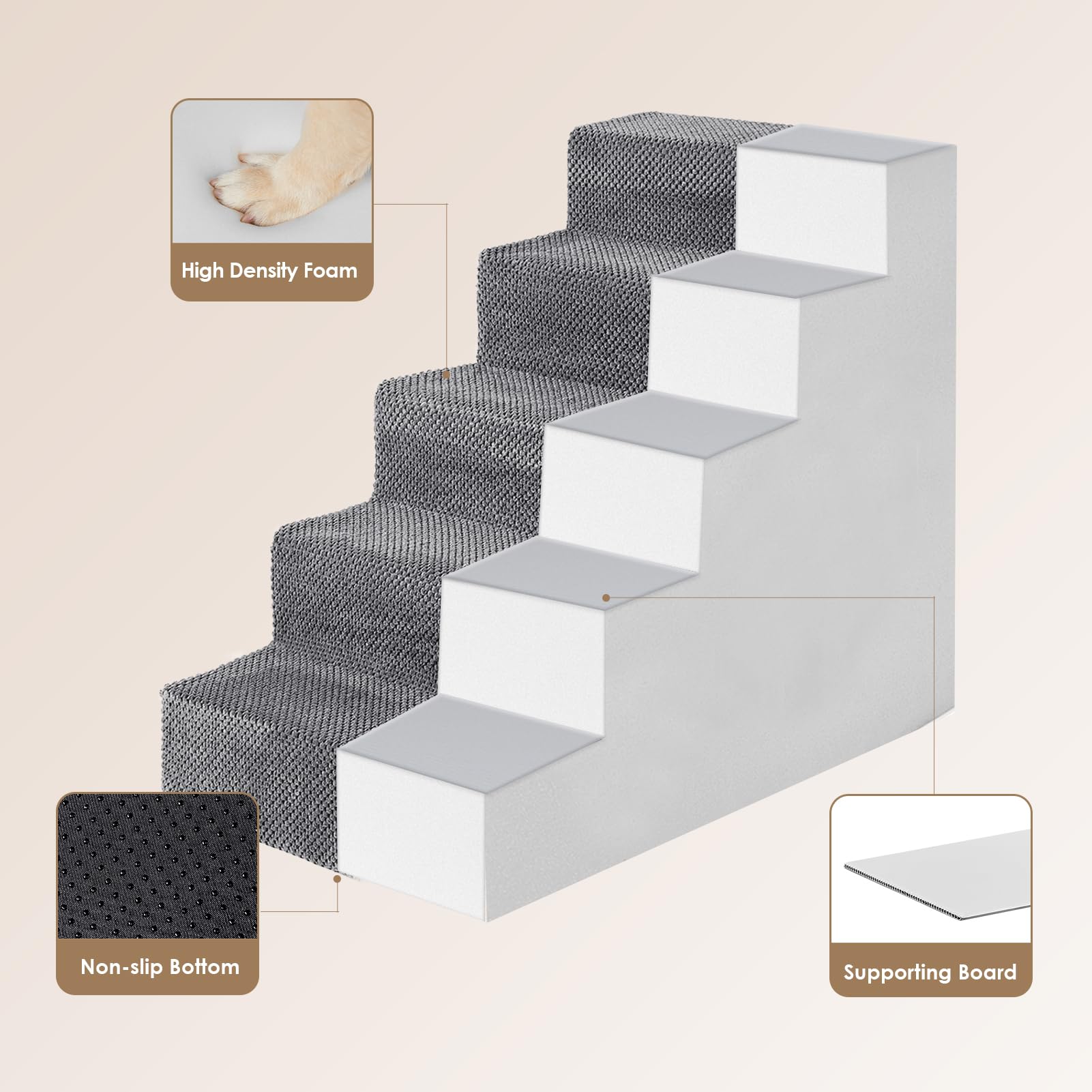 EHEYCIGA dog stairs with sturdy 30D foam for stability
