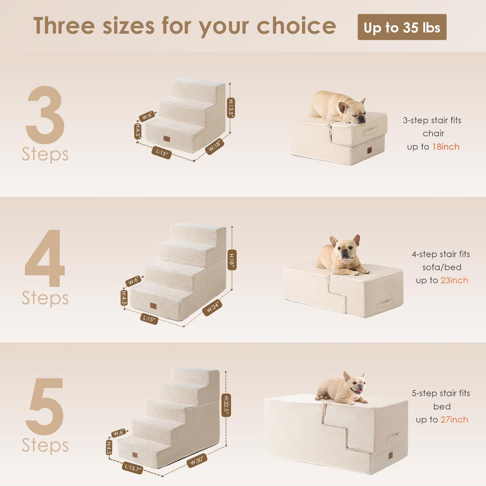 EHEYCIGA dog stairs highlight sturdy foam construction for stability