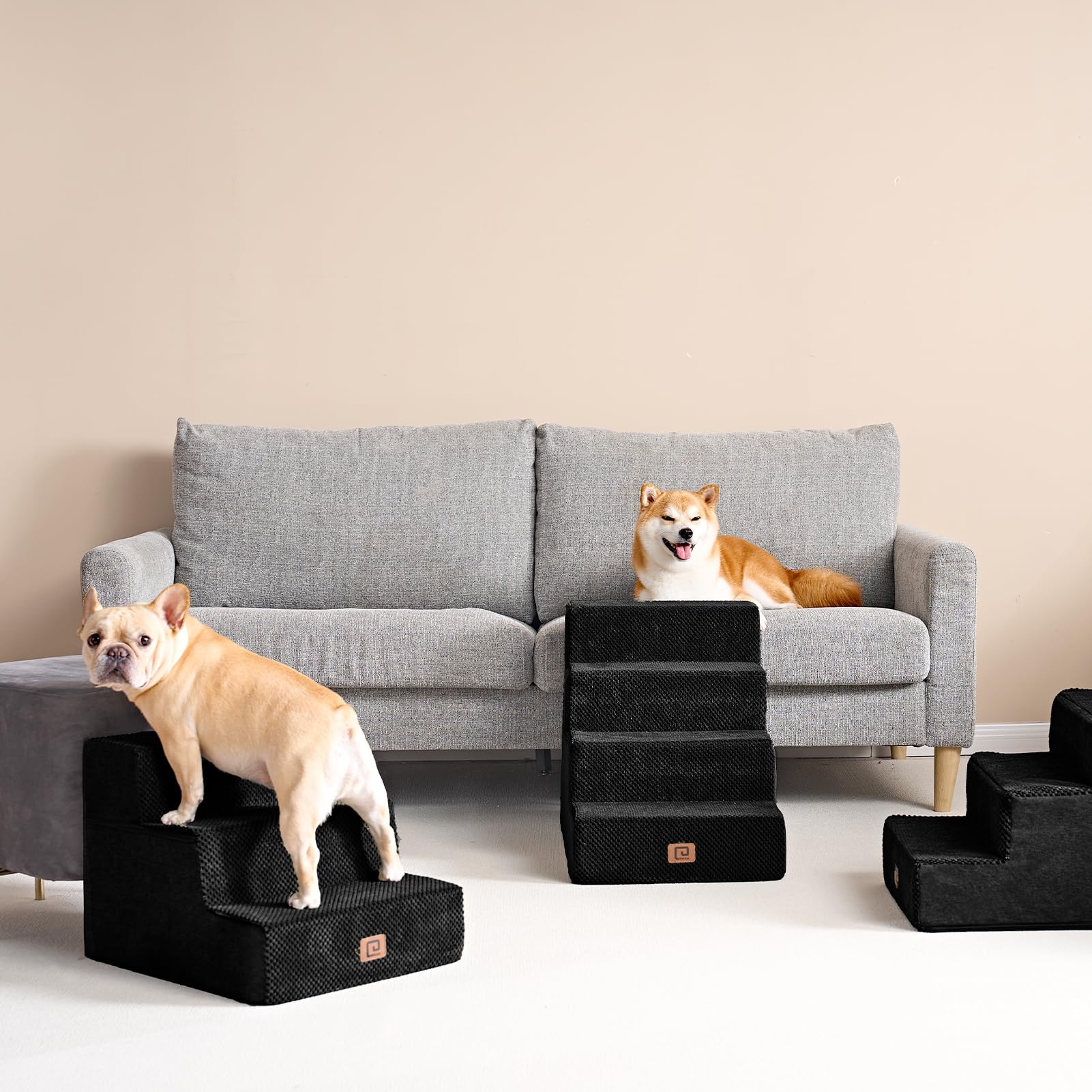 EHEYCIGA dog stairs with washable cover simplifies cleaning routines.