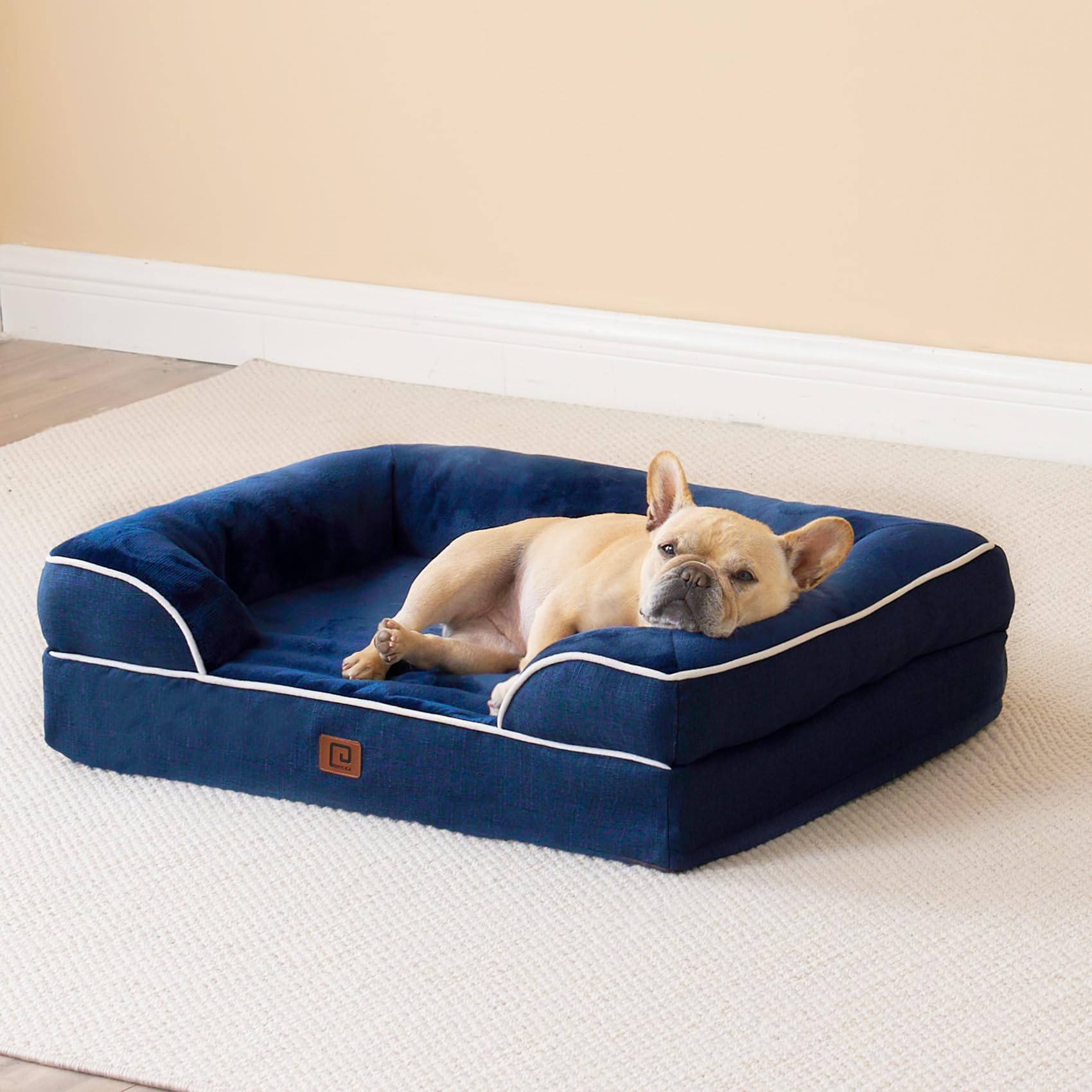 EHEYCIGA faux linen sides seen on navy bed appearance