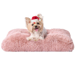 EHEYCIGA fluffy dog bed close-up shows plush faux fur for cozy warmth and security.