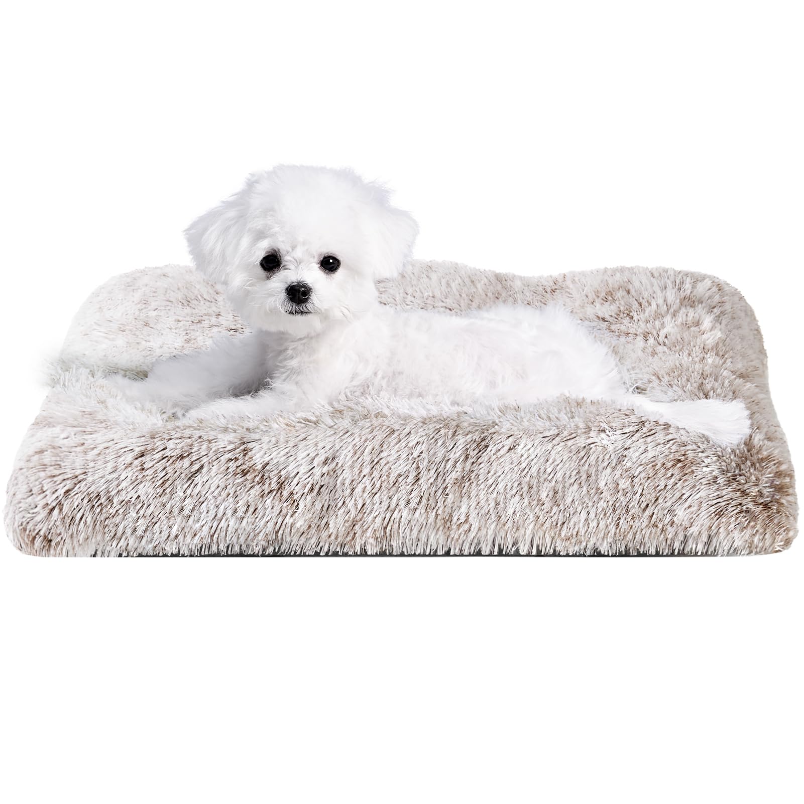 EHEYCIGA Fluffy Dog Crate Bed soft plush surface for cozy resting.