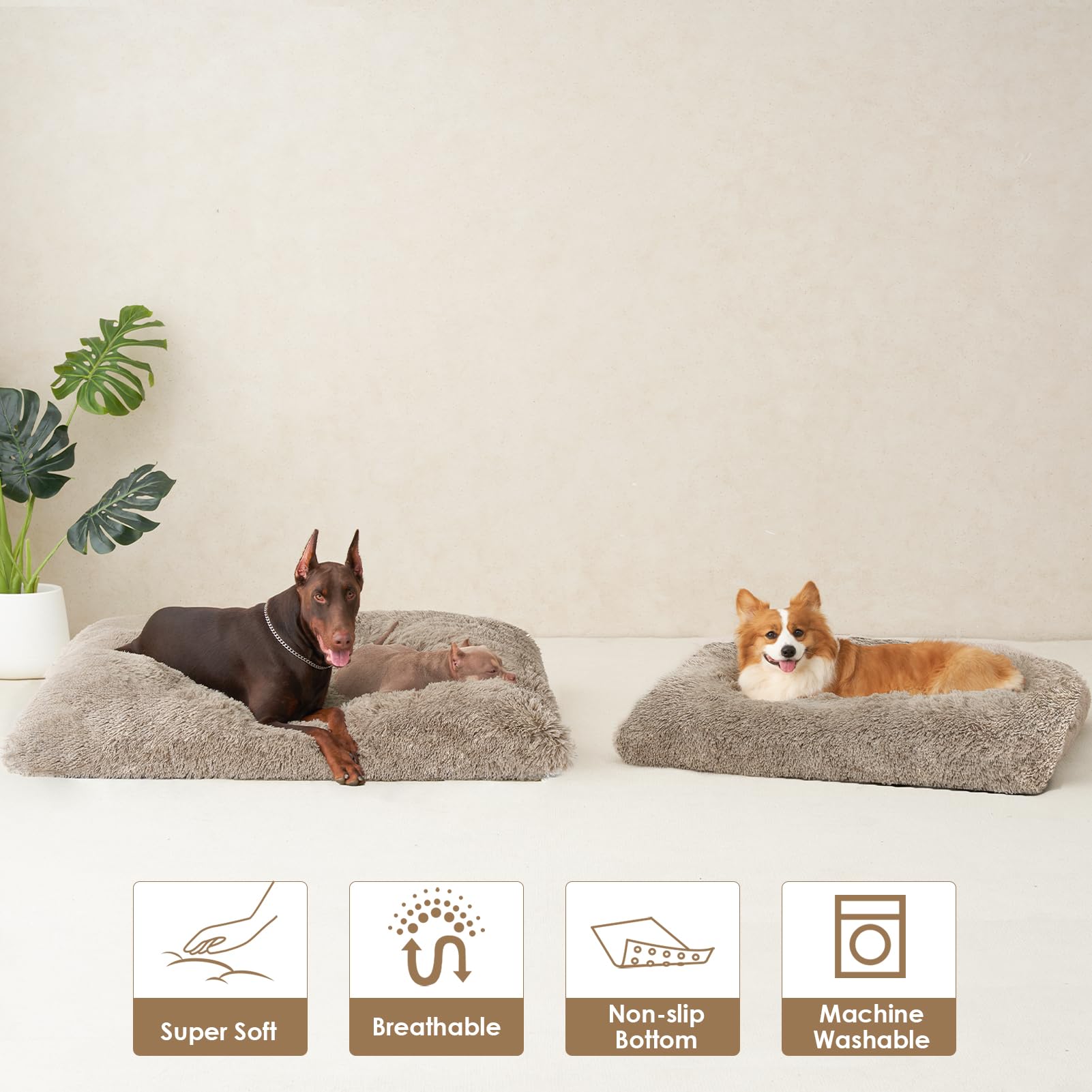 EHEYCIGA fluffy XXL dog bed placed in crate for safe space.