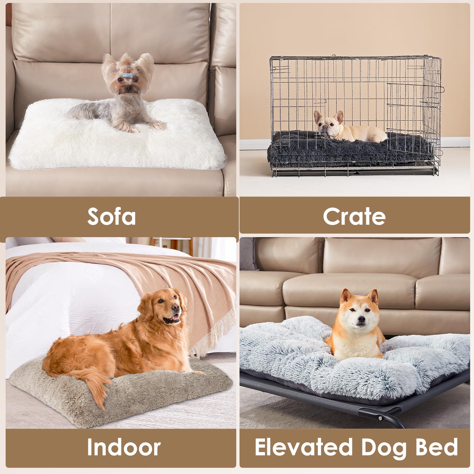 EHEYCIGA fluffy XXL dog bed multi-scenario use in crates or car.