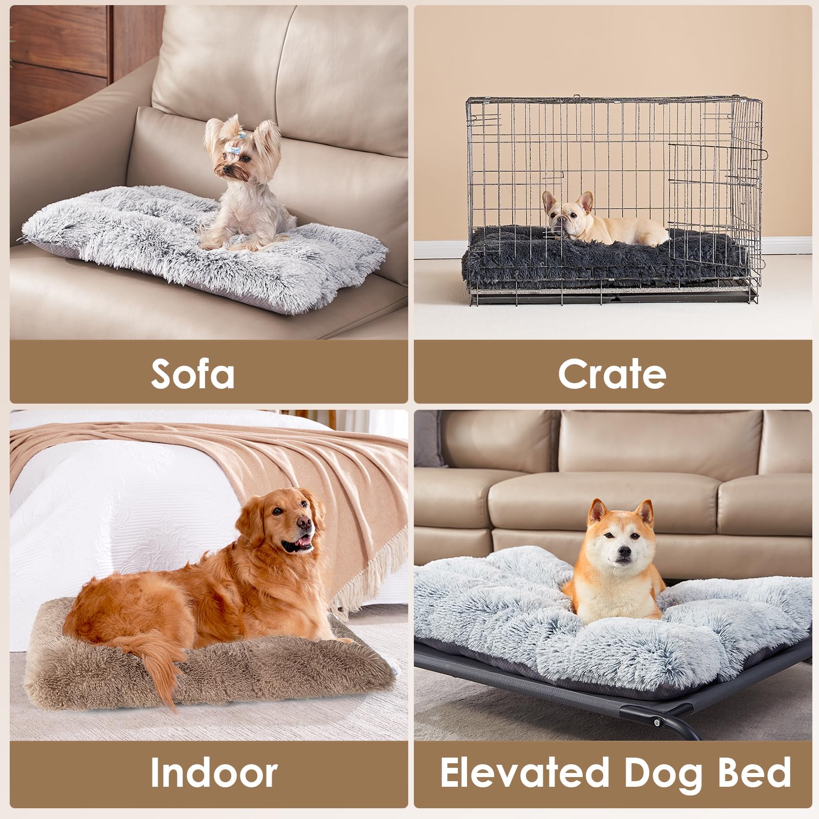 EHEYCIGA Fluffy XXL Dog Crate Pad car trunk use for travel comfort.