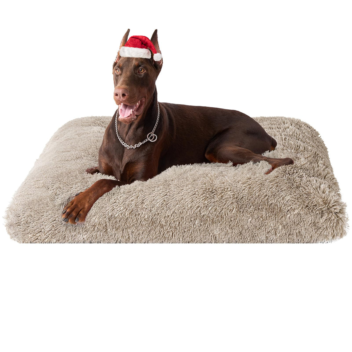 EHEYCIGA fluffy XXL dog crate pad close-up fur for plush comfort.