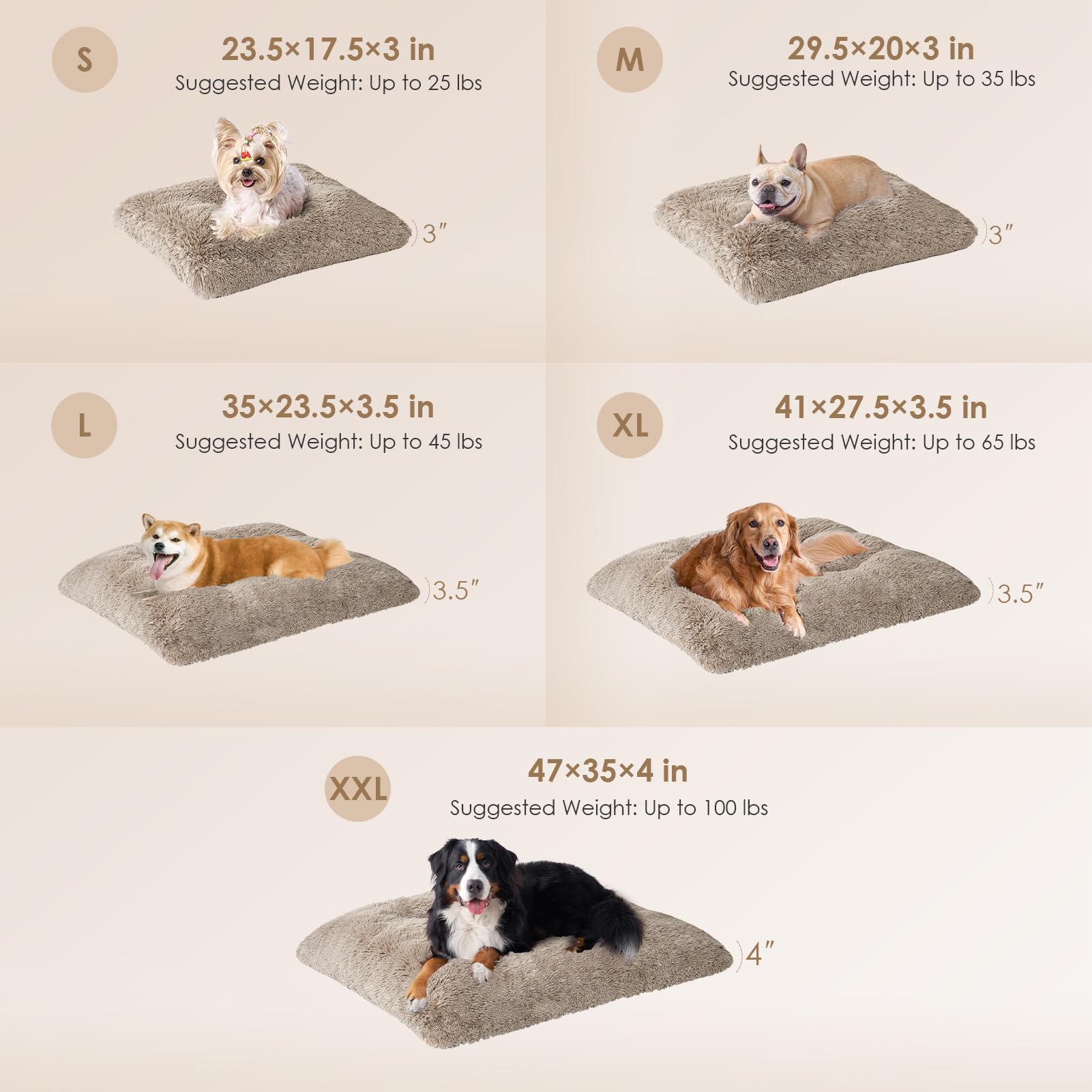 EHEYCIGA fluffy XXL dog crate pad inside crate for cozy naps.