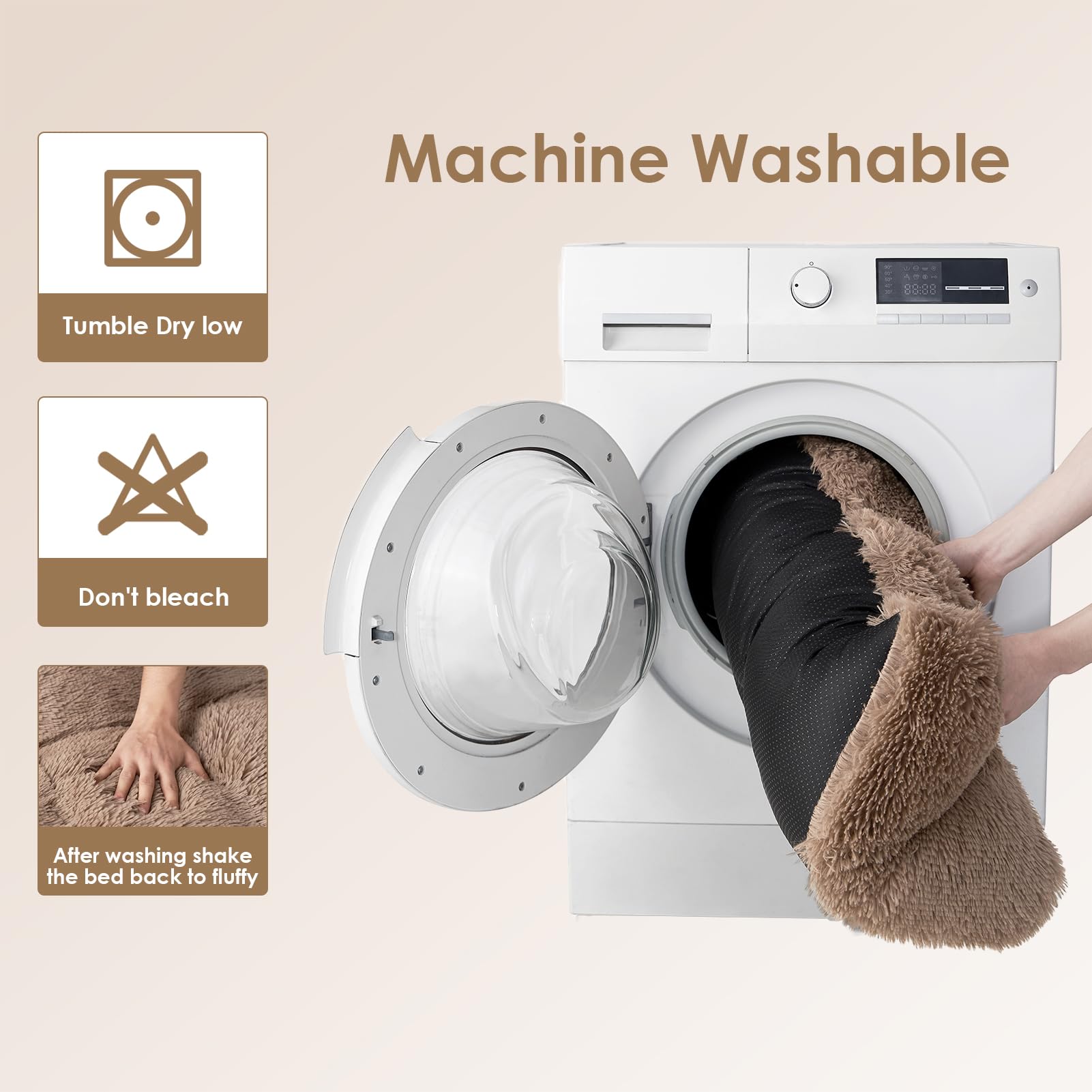 EHEYCIGA Fluffy XXL Dog Crate Pad machine-washable feature for easy cleaning.