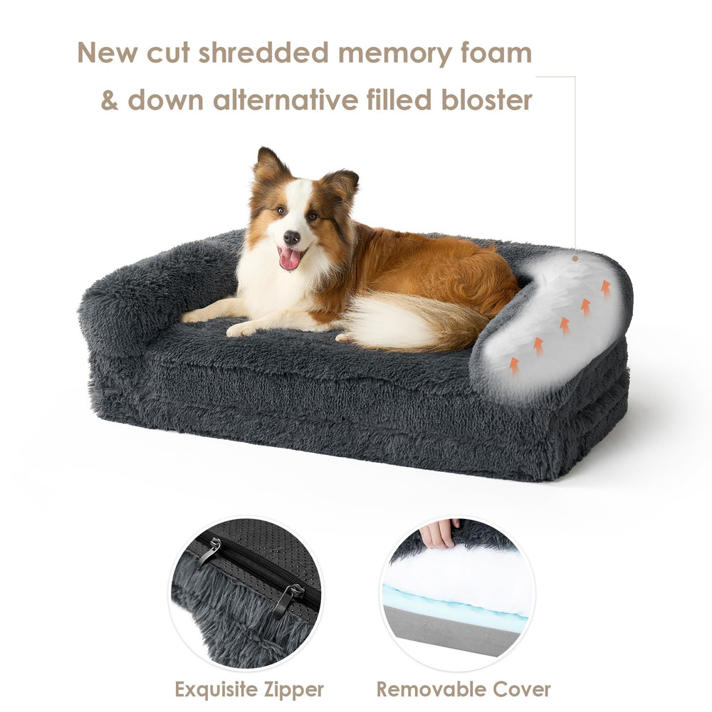 EHEYCIGA Foldable XXL Dog Bed bolster foam supports lounging against the sides