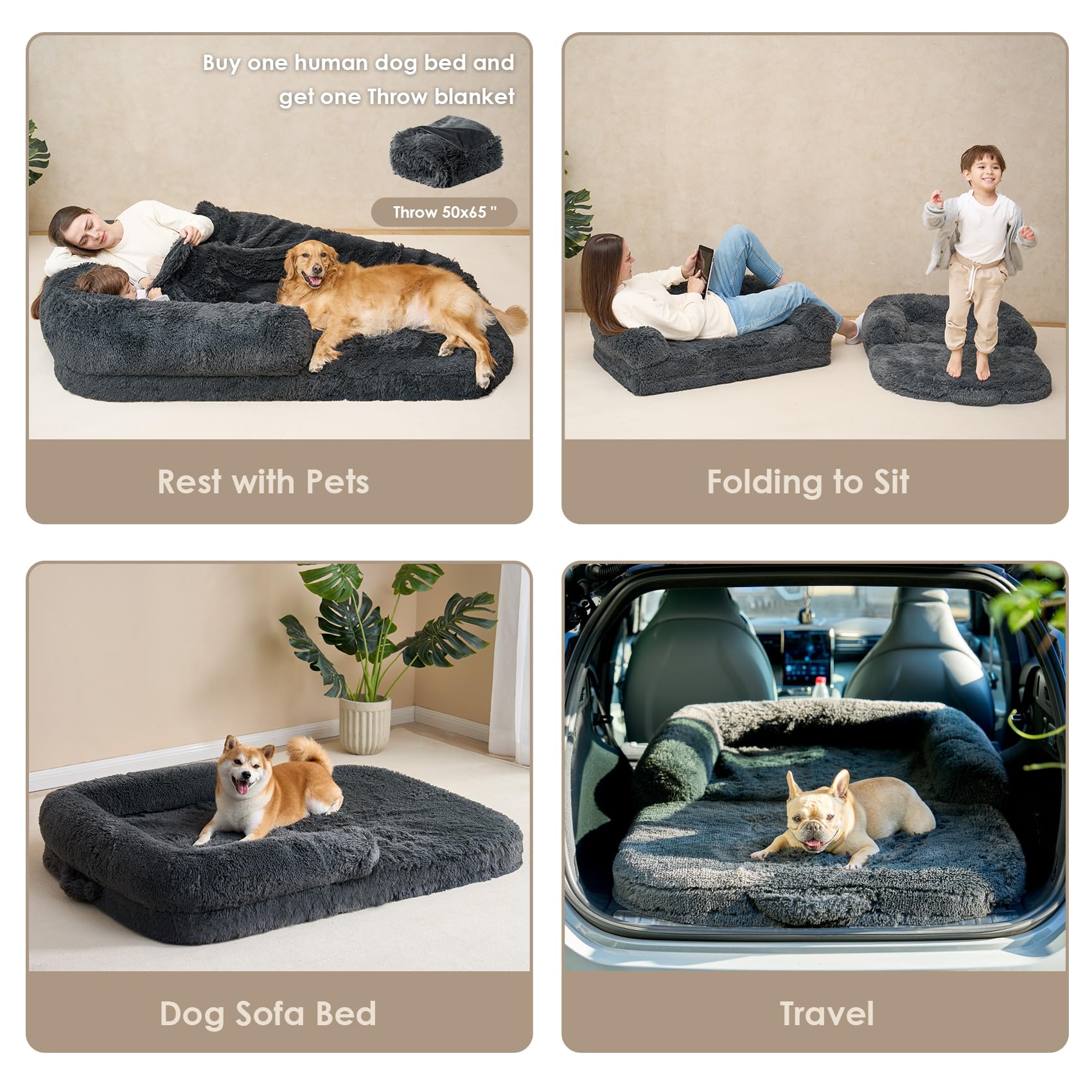 EHEYCIGA Foldable XXL Dog Bed washable cover simplifies cleaning and maintenance