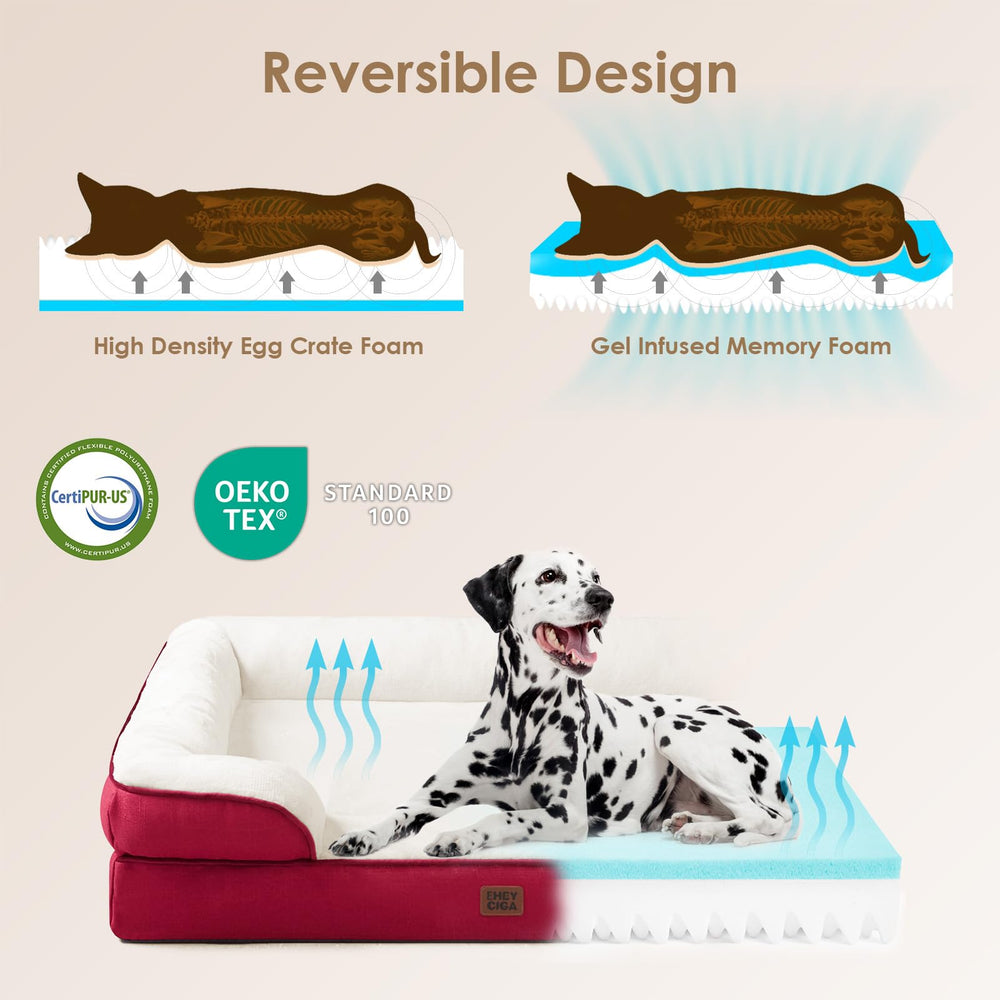 EHEYCIGA four sided bolster on dog bed for neck and head support