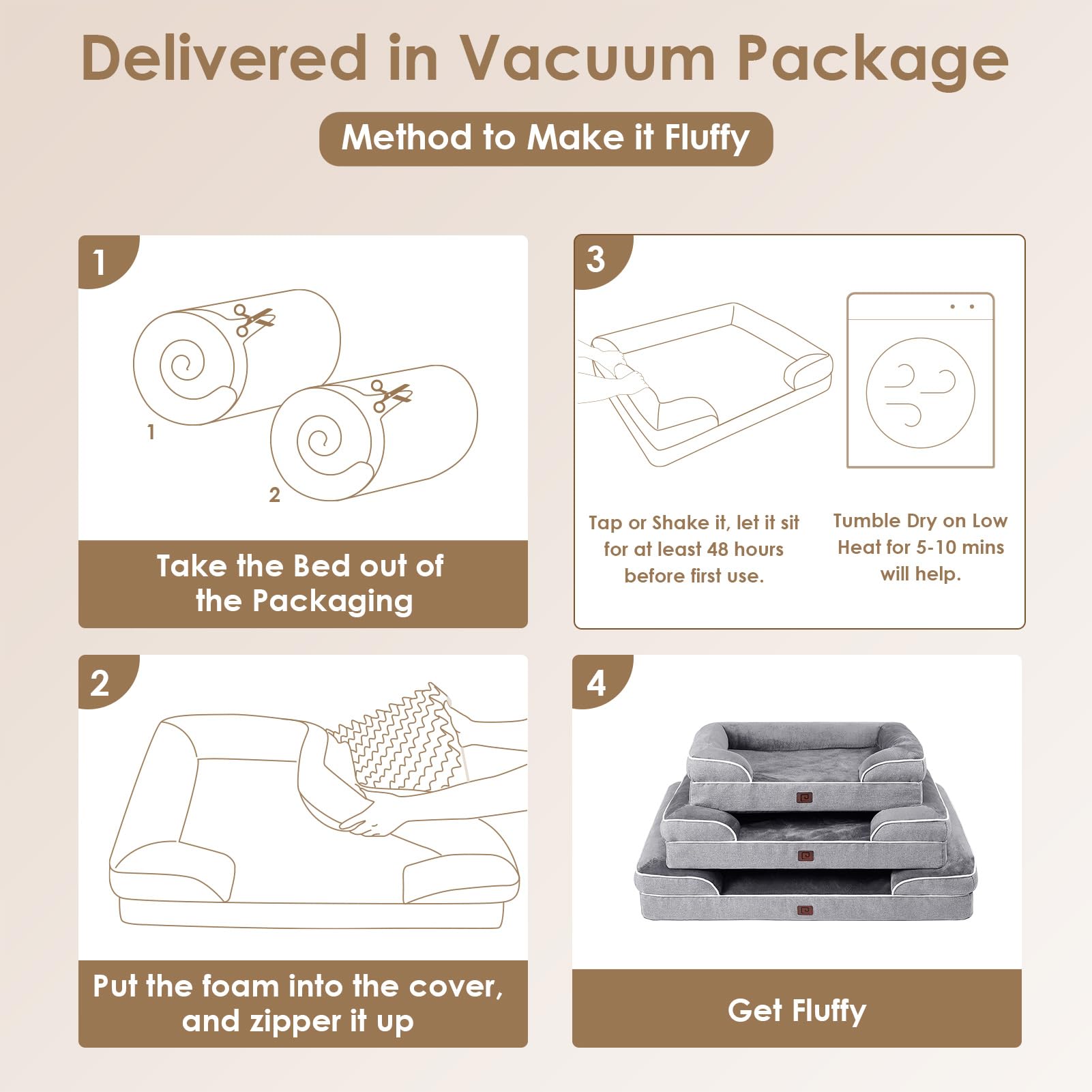 EHEYCIGA grey-large-dog-bed fits bigger breeds with ample lounging space