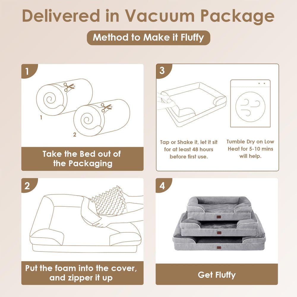 EHEYCIGA grey-large-dog-bed fits bigger breeds with ample lounging space