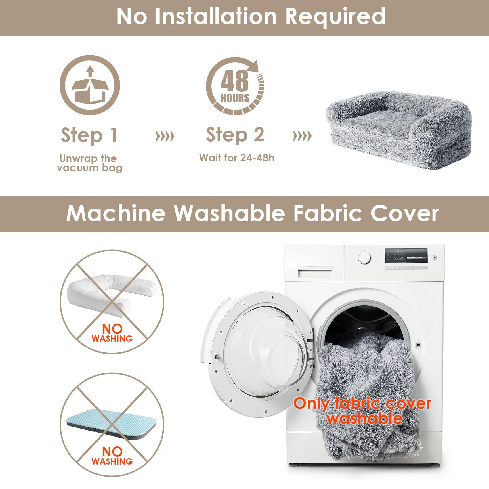 EHEYCIGA grey pet couch bed suitable for home relaxation with pets.