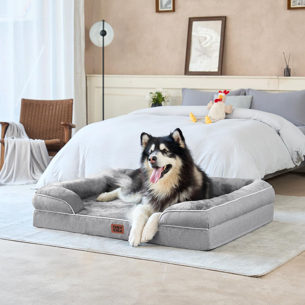 EHEYCIGA grey rectangular bed fits XL dogs and modern homes beautifully