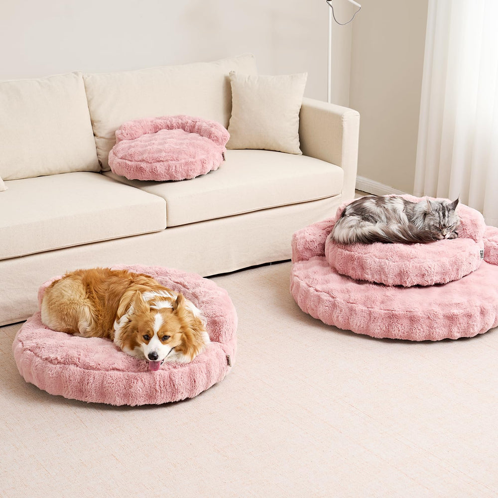 EHEYCIGA pink dog bed complements living room decor while offering comfy space