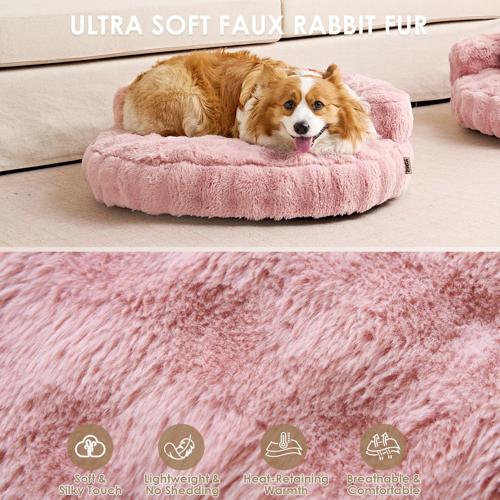 EHEYCIGA removable cover on pink dog bed for easy washing