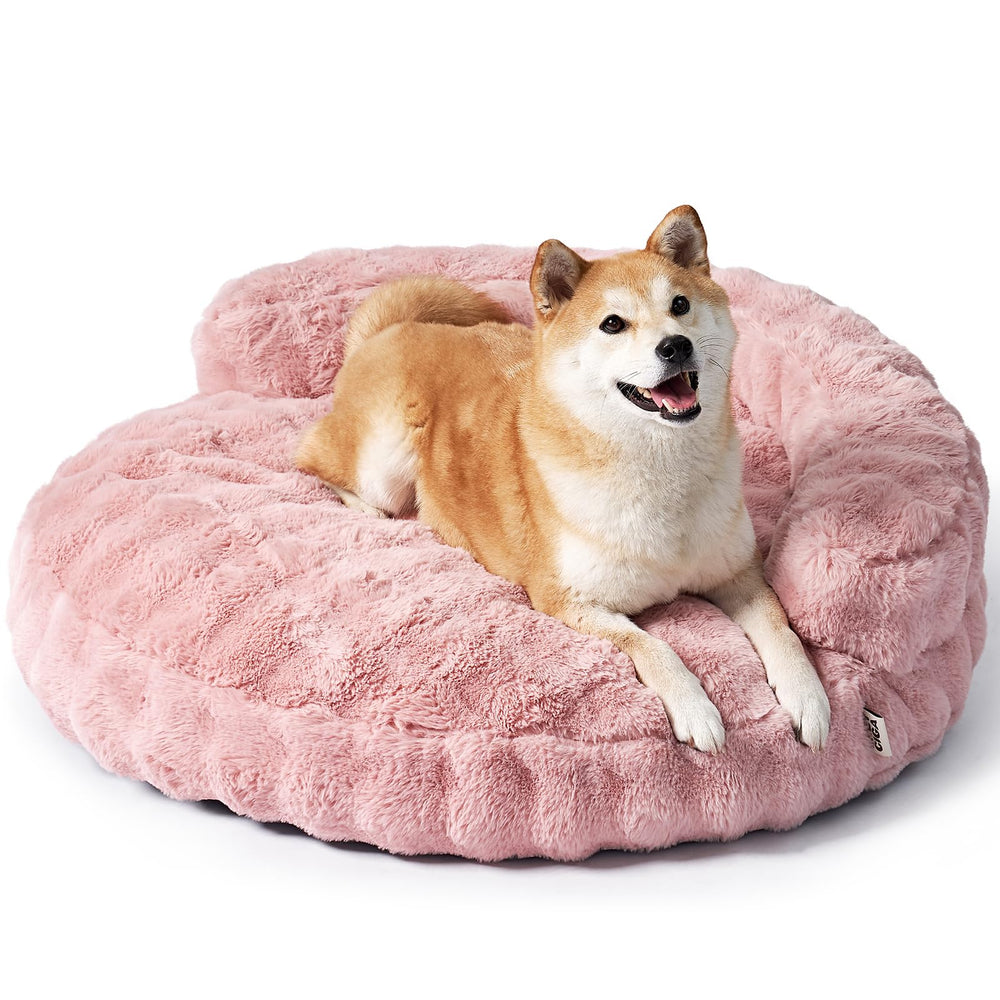 EHEYCIGA large dog bed sofa with fluffy faux rabbit fur for cozy naps