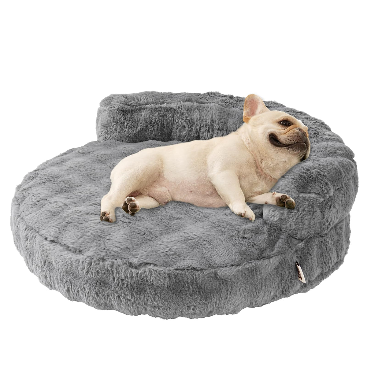 EHEYCIGA medium dog bed faux rabbit fur close-up offers cozy warmth.
