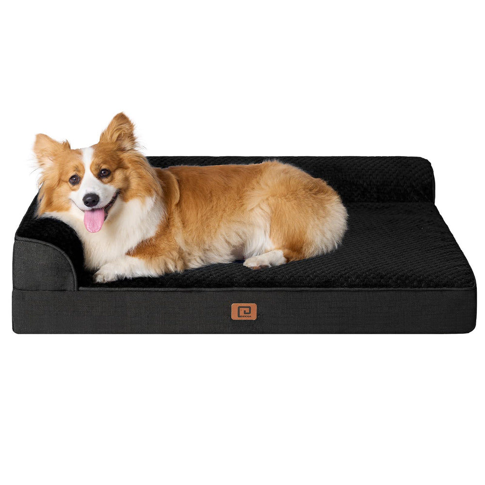 EHEYCIGA memory foam dog bed top view showing egg crate support for joints