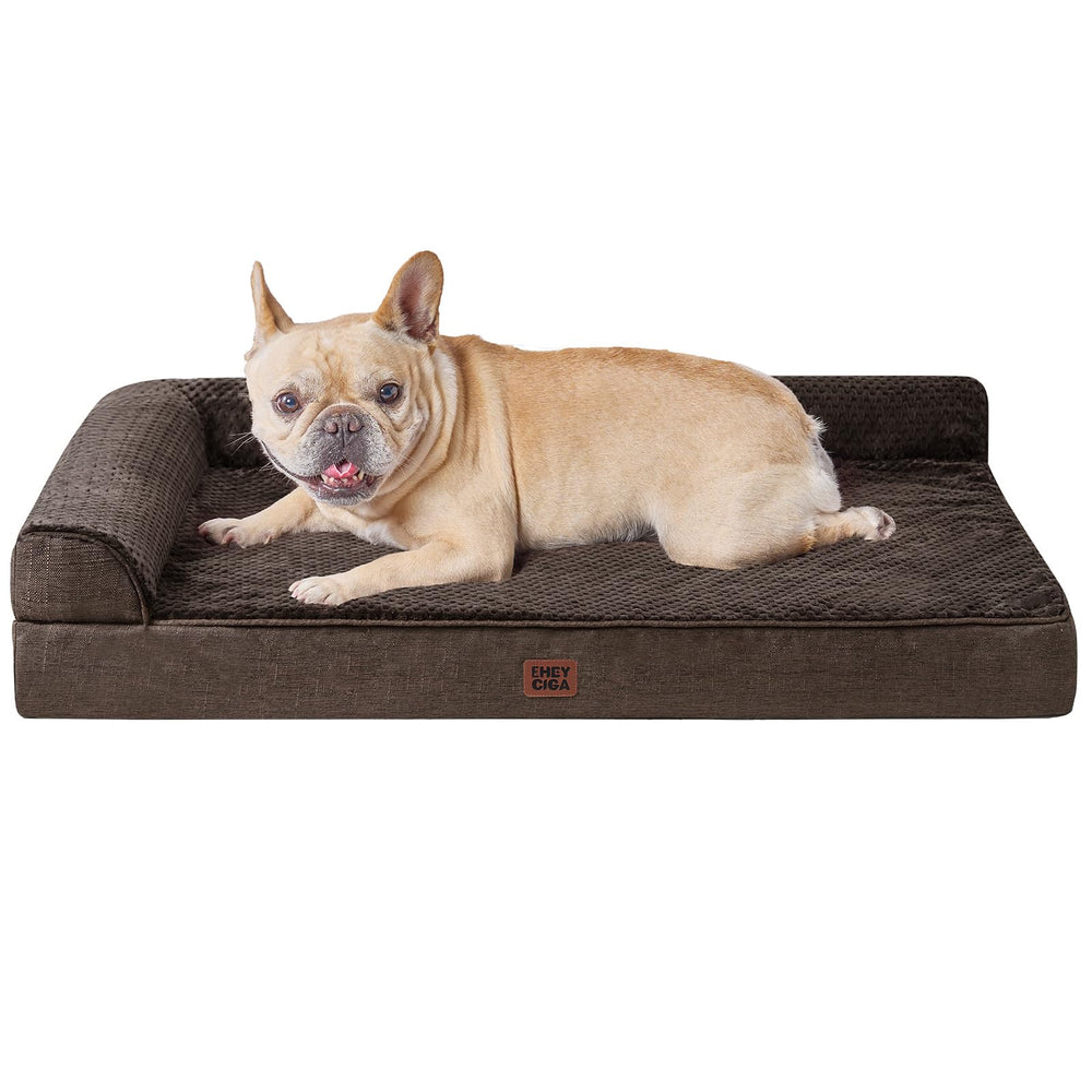 EHEYCIGA memory foam dog bed egg-crate top delivers cushioned comfort for older dogs.