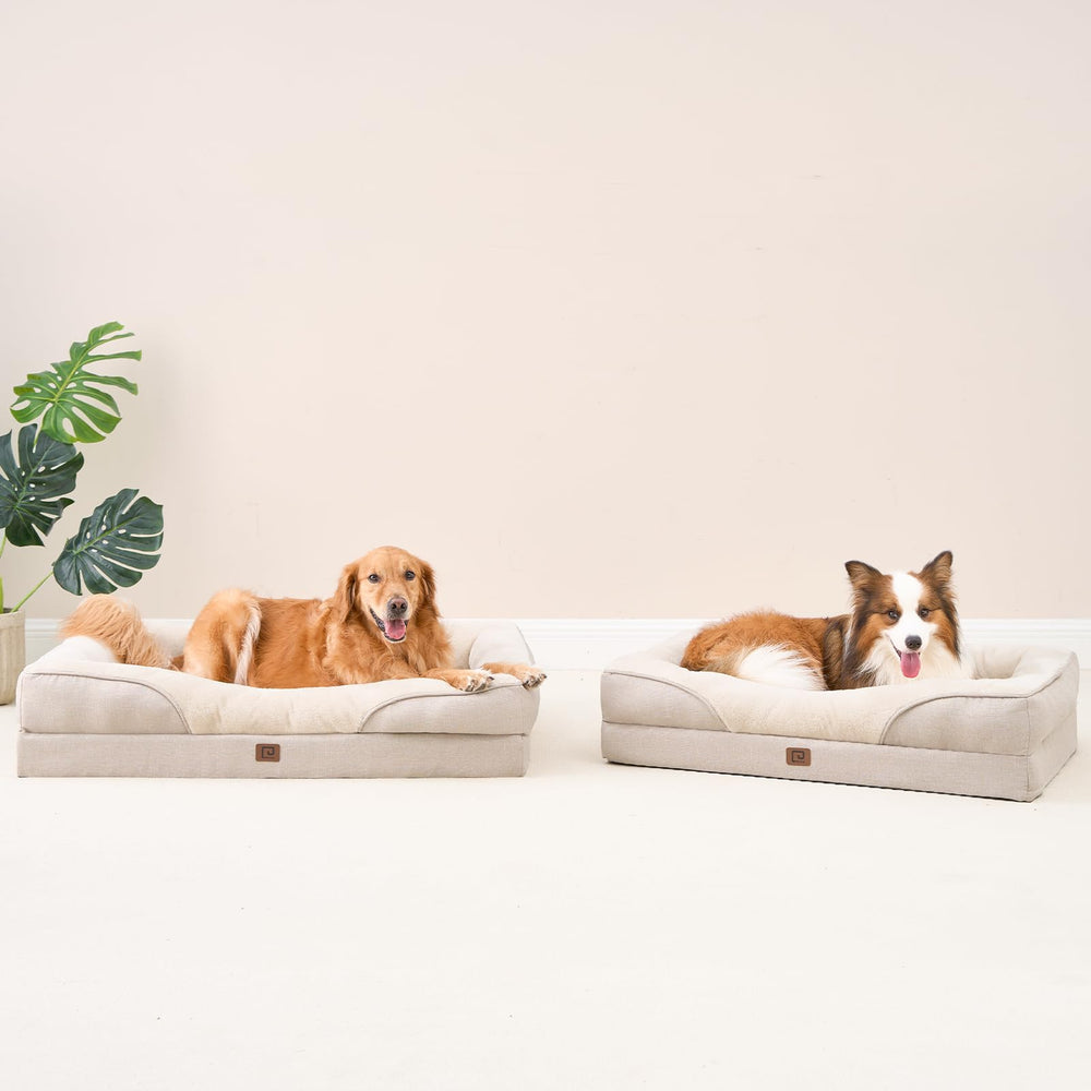 EHEYCIGA memory foam dog bed doubles as a cozy couch for lounging.