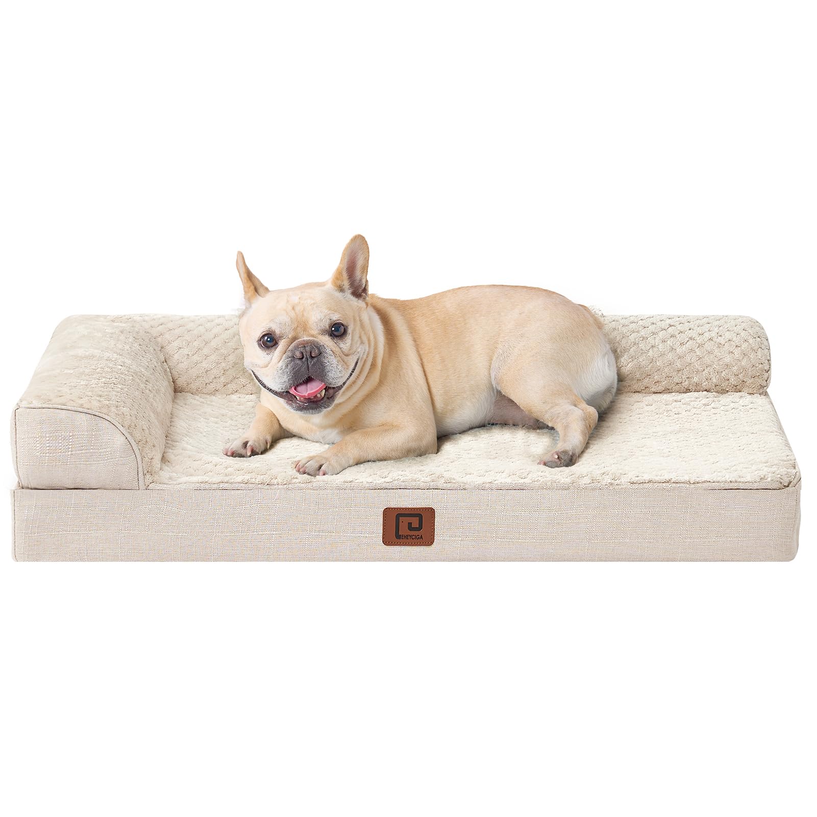 EHEYCIGA memory foam dog bed top view showing egg crate foam for comfort