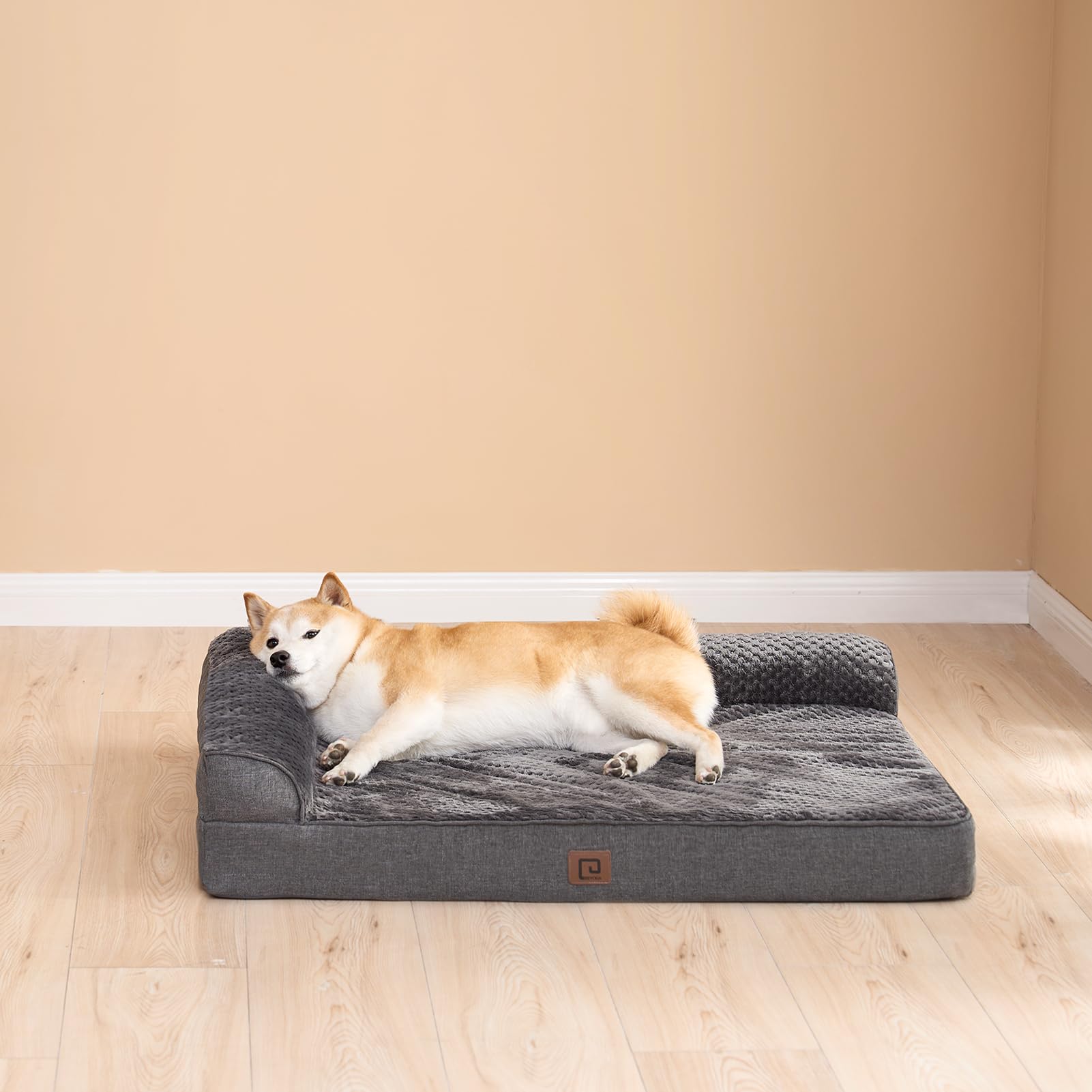 EHEYCIGA Memory Foam Dog Bed washable outer cover in use