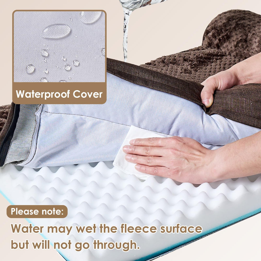 EHEYCIGA memory foam bed with waterproof liner protecting the core