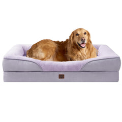 EHEYCIGA memory foam XL dog bed front view with plush purple surface for lounge comfort.