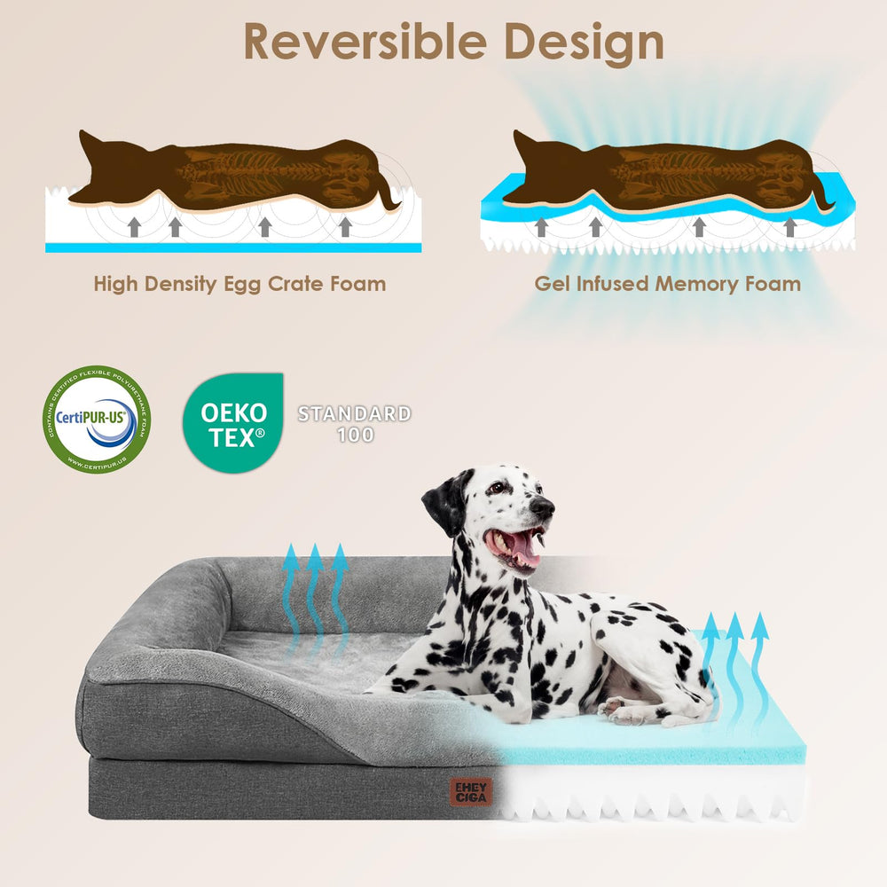 EHEYCIGA memory foam XL dog bed side profile with cozy enclosure