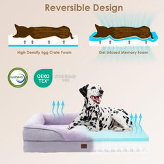 EHEYCIGA memory foam XL dog bed side view shows bolster support for head and neck.