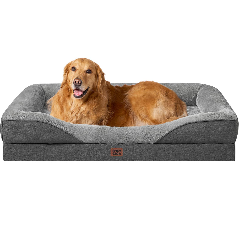 EHEYCIGA memory foam XL dog bed top view shows plush surface for comfort