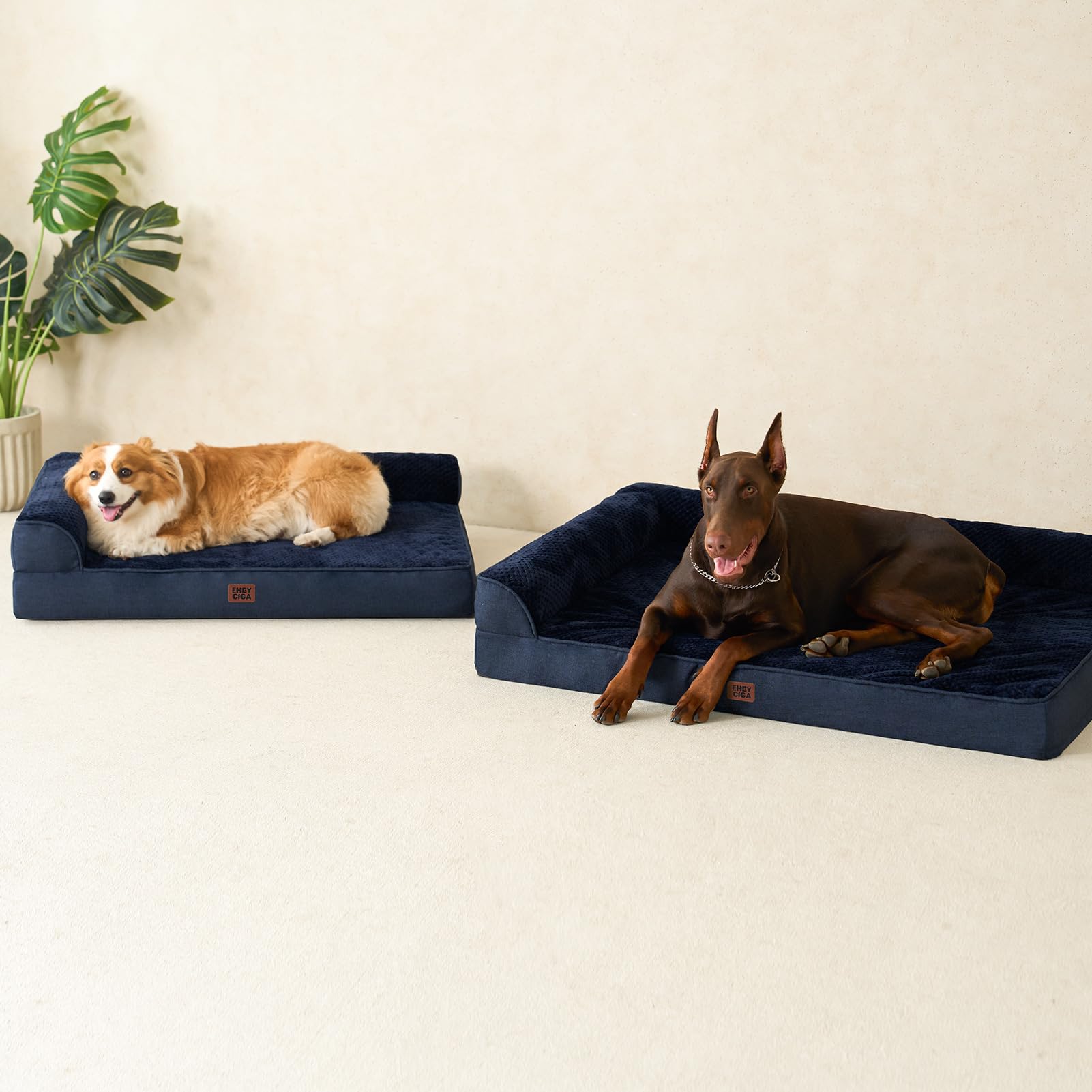 EHEYCIGA navy blue bed complements home decor while offering orthopedic style support.
