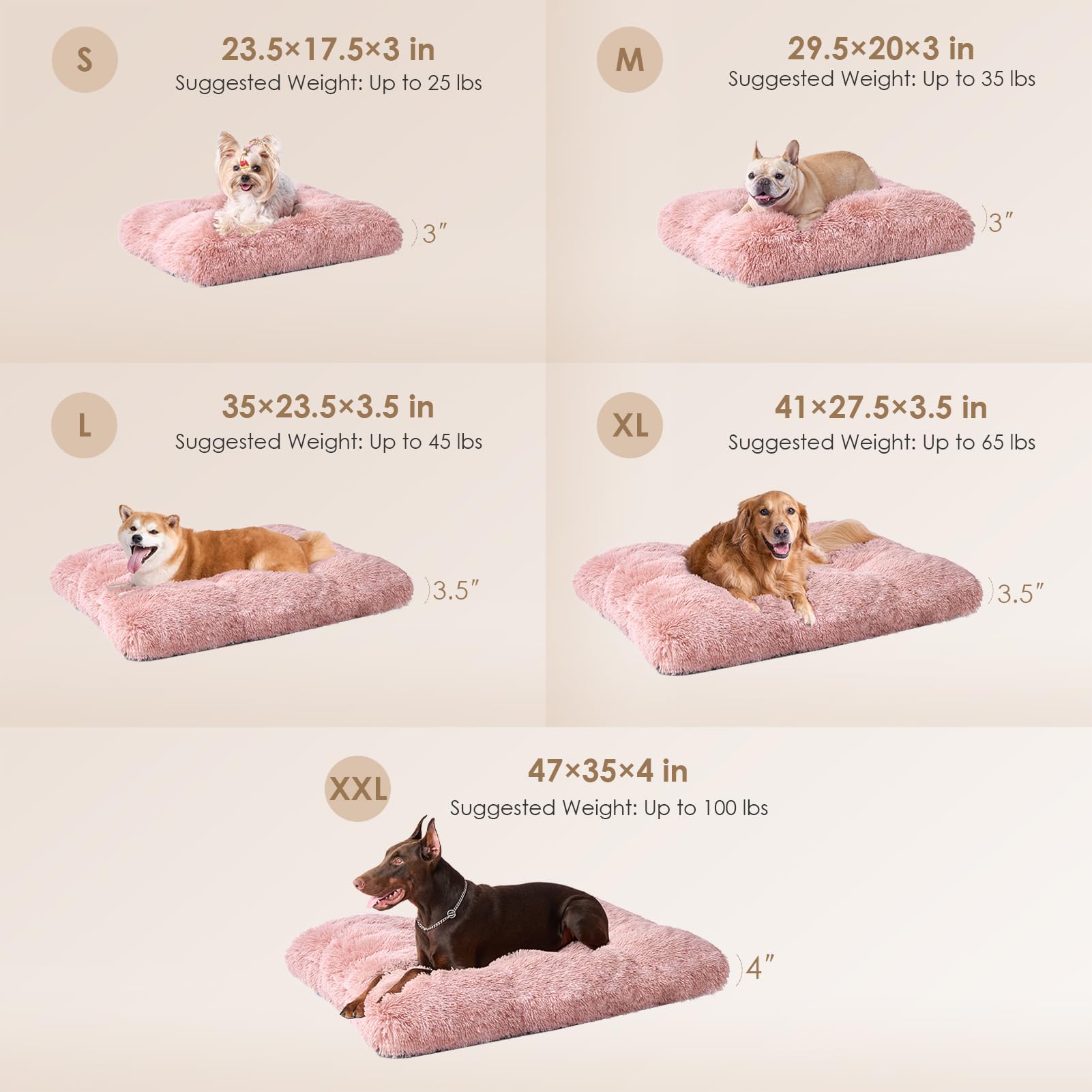 EHEYCIGA large pink dog bed highlighting non-slip bottom for secure footing