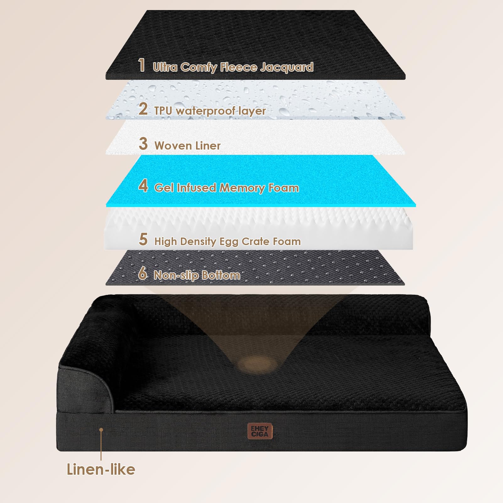 EHEYCIGA non-slip bottom keeps the bed steady on slick floors.
