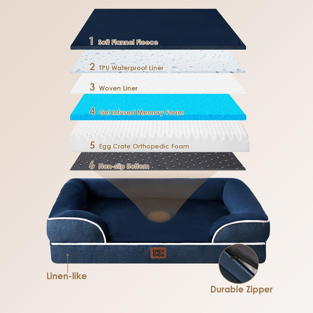 EHEYCIGA orthopedic bed with 3-sided bolsters for neck and head comfort.