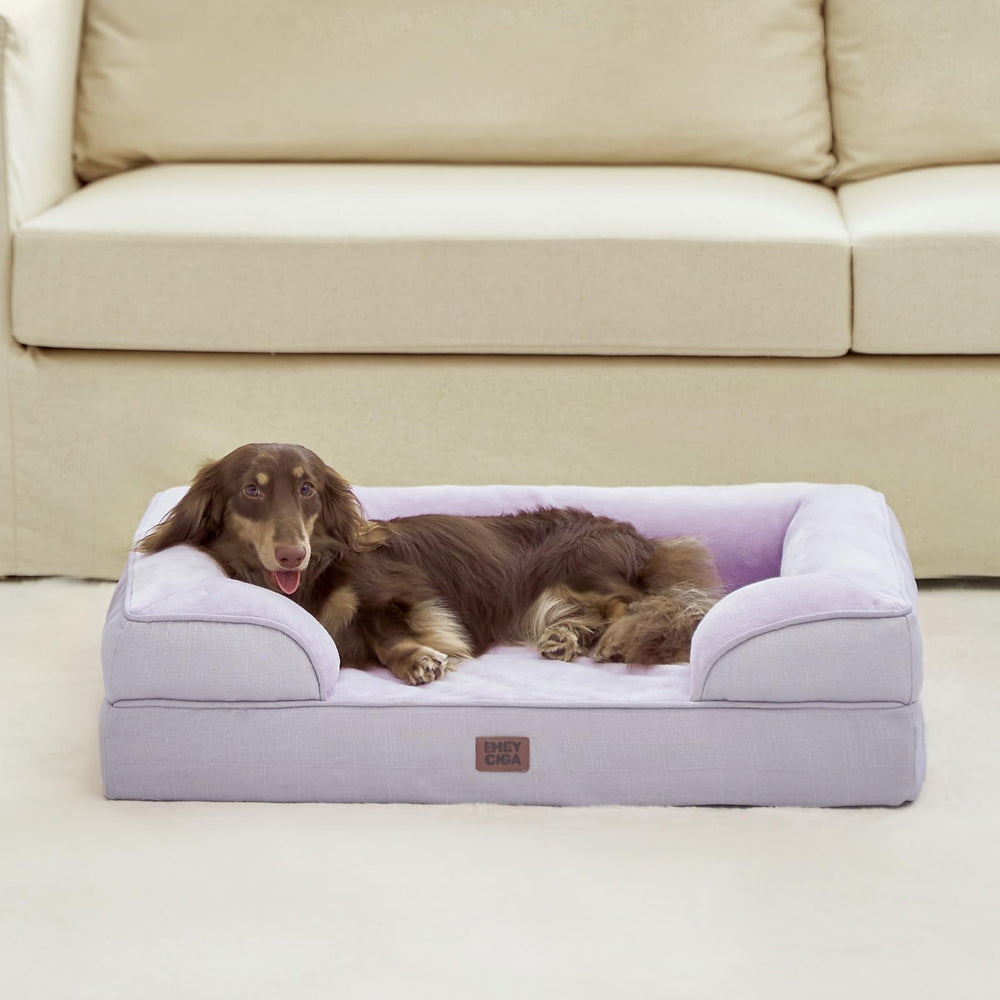 Cozy lilac fleece lining invites dogs to snuggle and rest