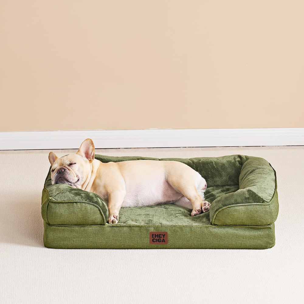 EHEYCIGA olive-green orthopedic bed adds a stylish, cozy look.