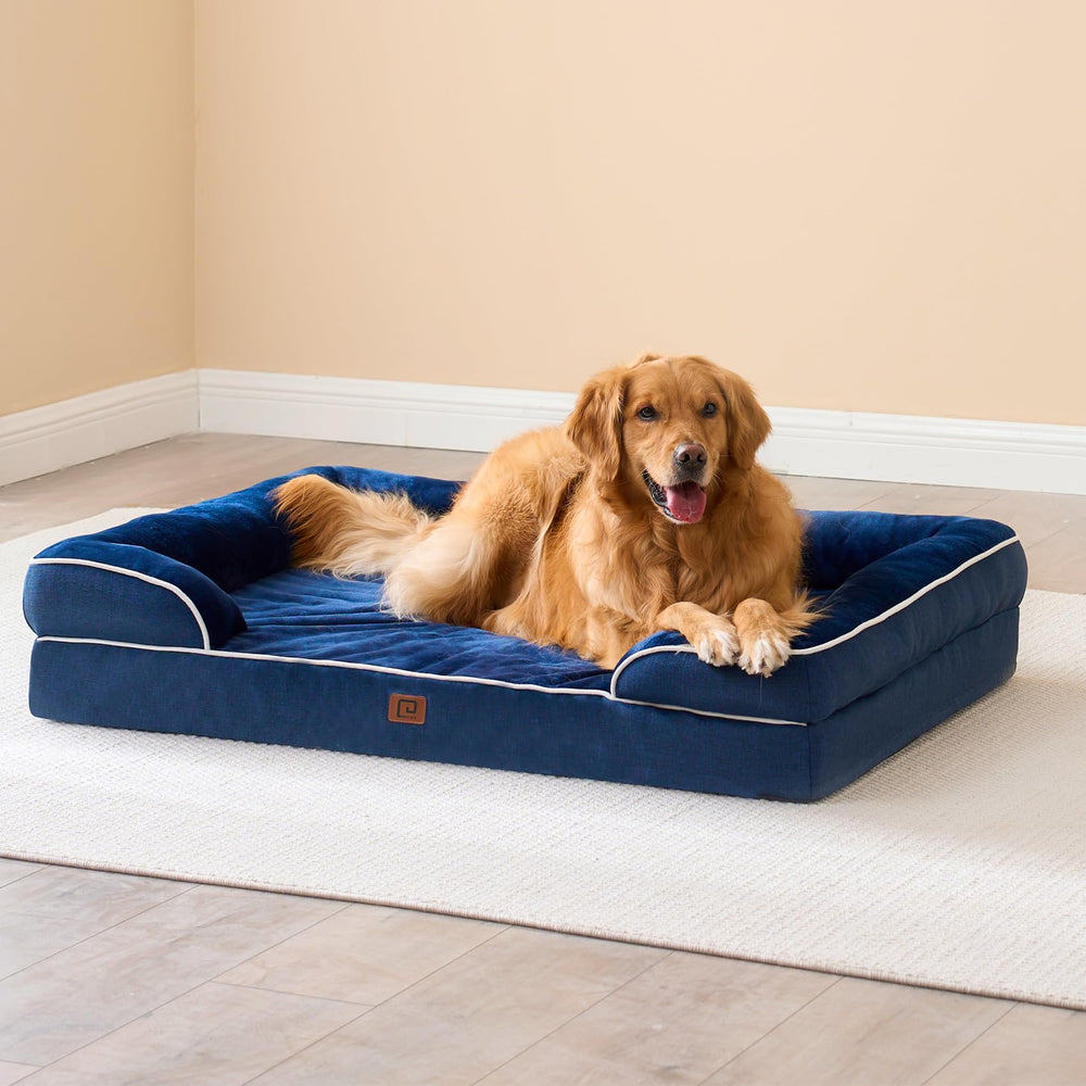 EHEYCIGA cozy fleece sleeping surface invites soft, inviting rest for dogs.