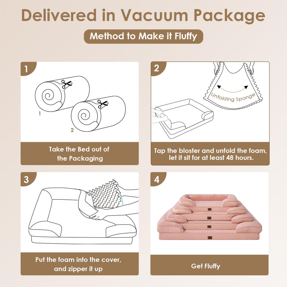 EHEYCIGA dusty pink bed complements décor while inviting cozy naps.