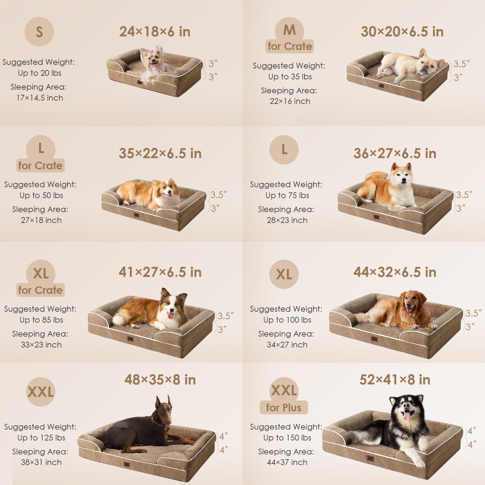 EHEYCIGA orthopedic dog bed egg crate foam structure supports even weight.
