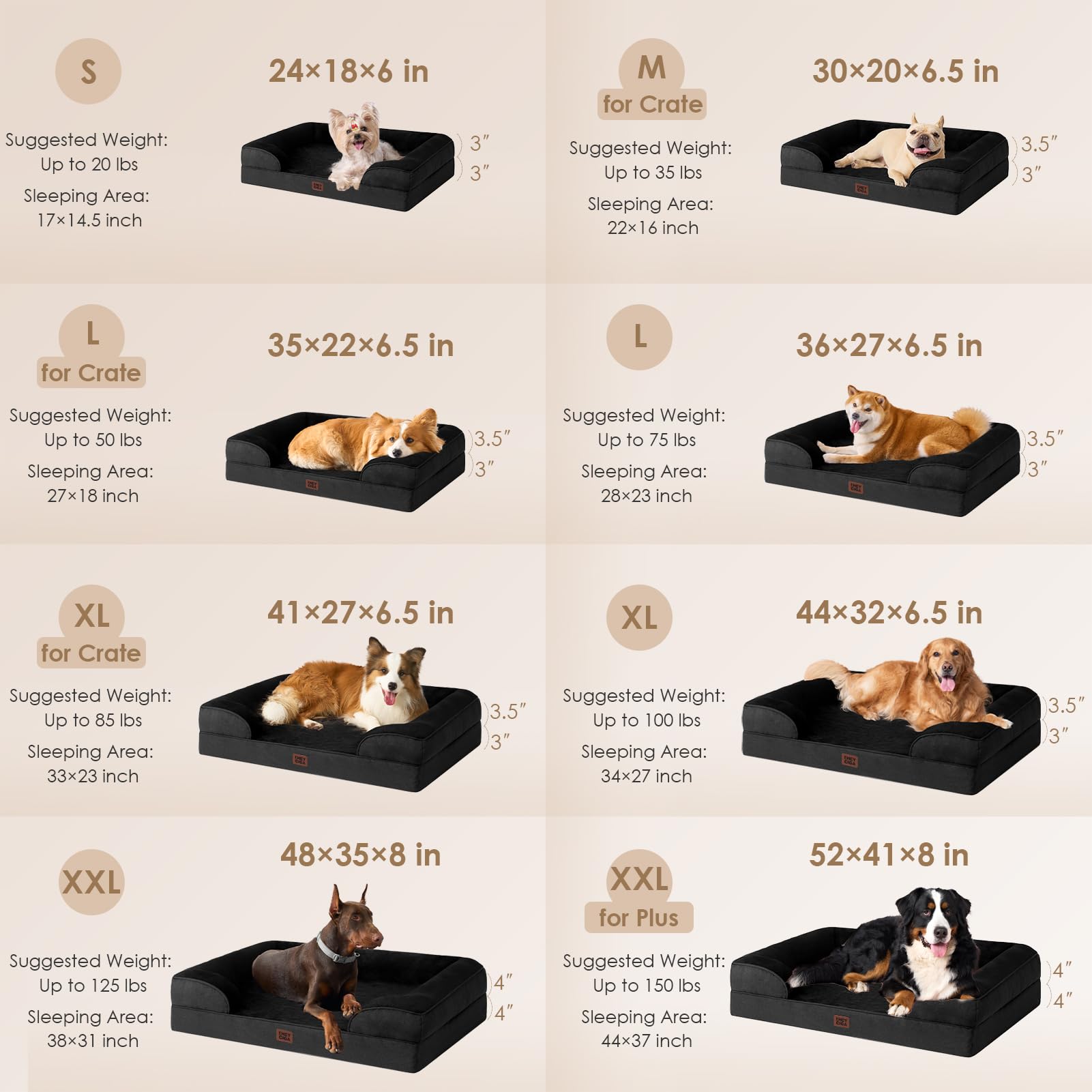 EHEYCIGA dog-bed egg-crate-foam image illustrates even pressure relief for seniors